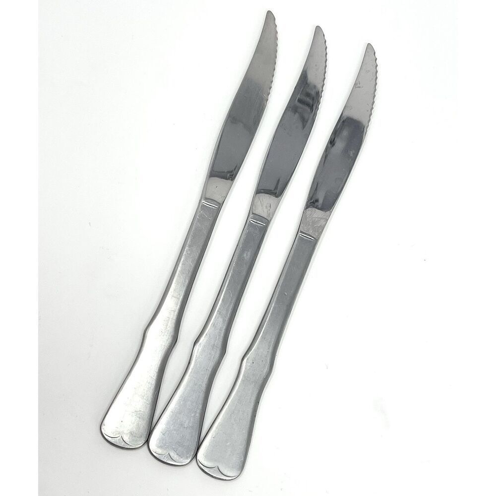 Oneida Community Patrick Henry Solid Handle Serrated Steak Knives 8.5” Set Of 3